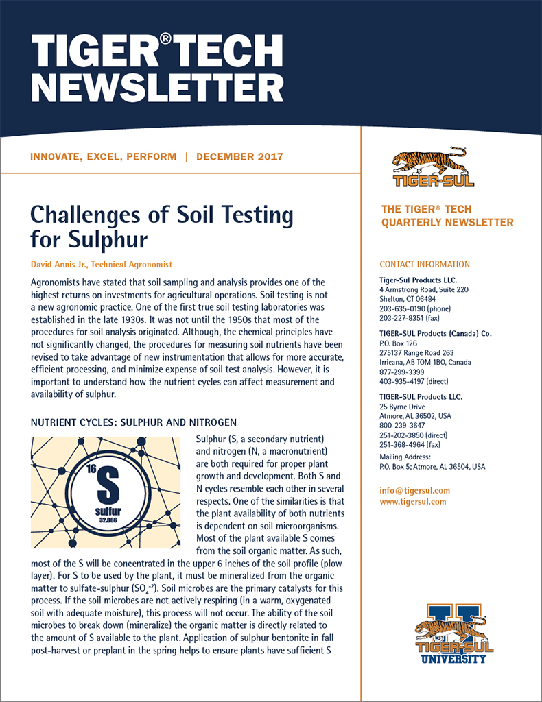Challenges of Soil Testing for Sulphur